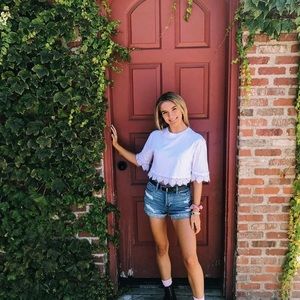 white half sleeve top with lace!